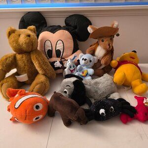 Miscellaneous Stuffed Animal Plush Lot of 11 Pieces Mickey Nemo Winnie the Pooh